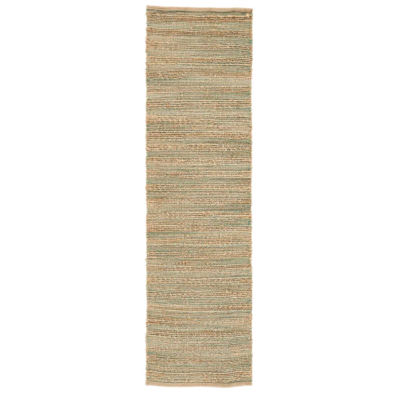 Himalaya Canterbury Natural Solid Tan/ Green Runner Rug (2'6"X9')