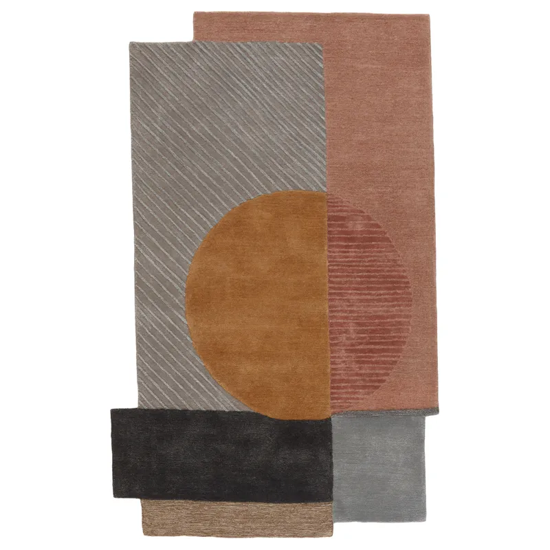 Iconic Synovah Handmade Geometric Multicolor/ Gray Area Rug (6'X9'7")