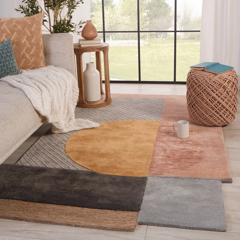 Iconic Synovah Handmade Geometric Multicolor/ Gray Area Rug (6'X9'7")