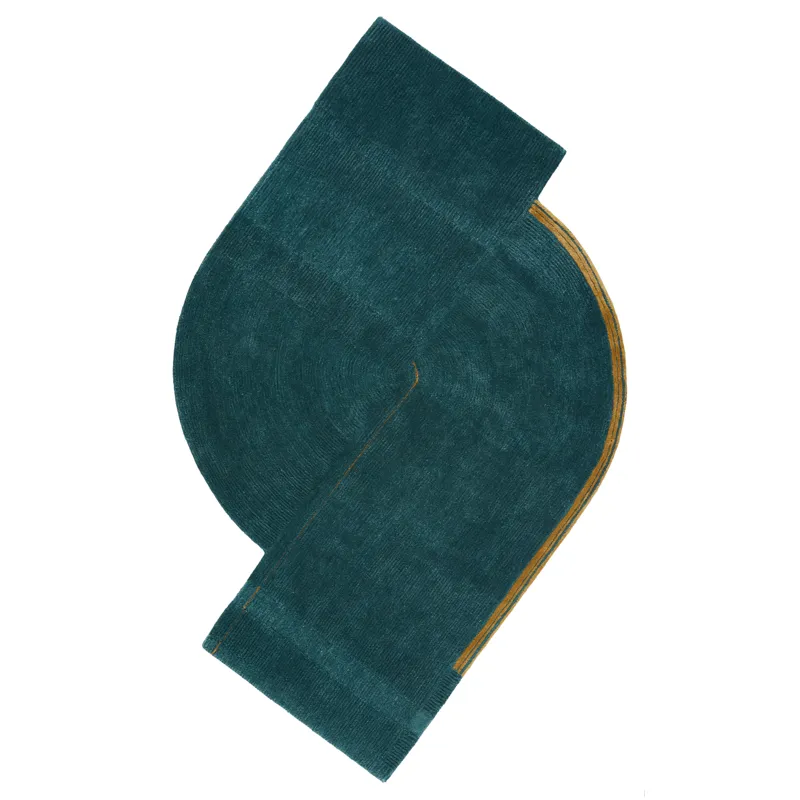 Iconic Zephyr Handmade Abstract Teal/ Gold Area Rug (6'X8'4")