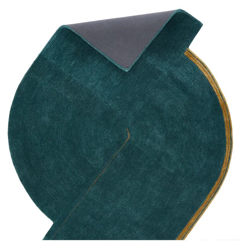 Iconic Zephyr Handmade Abstract Teal/ Gold Area Rug (6'X8'4")