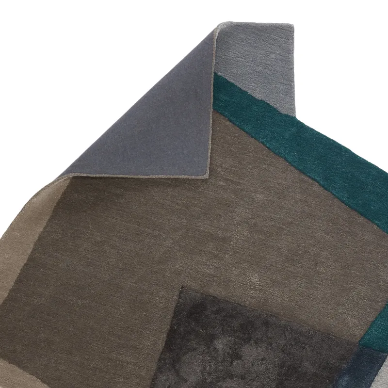 Iconic Fayruz Handmade Geometric Gray/ Teal Area Rug (10'X9'2")