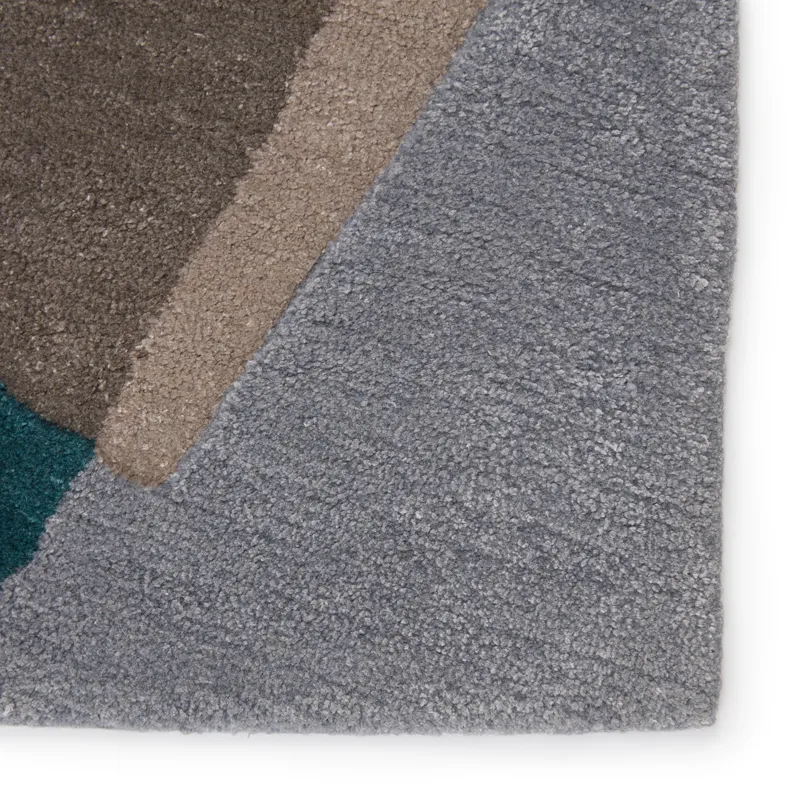 Iconic Fayruz Handmade Geometric Gray/ Teal Area Rug (10'X9'2")