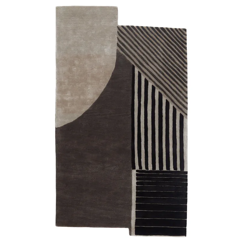 Iconic Ginata Handmade Geometric Gray/ Black Area Rug (8'X14')