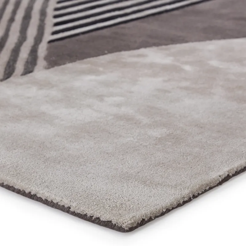 Iconic Ginata Handmade Geometric Gray/ Black Area Rug (8'X14')