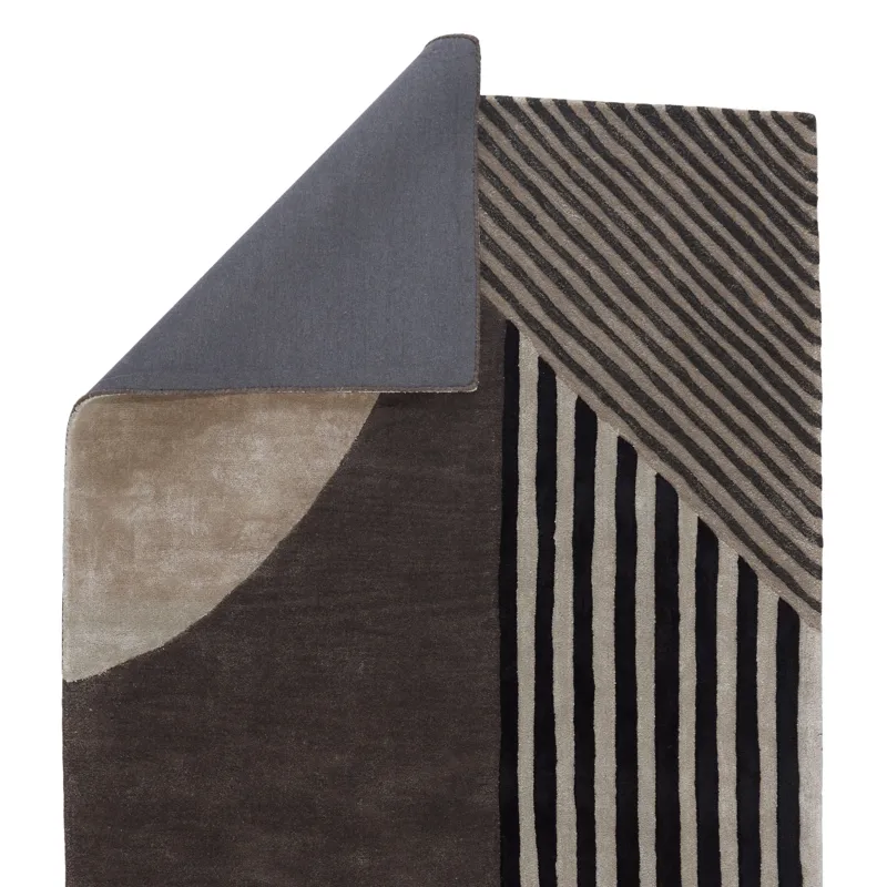 Iconic Ginata Handmade Geometric Gray/ Black Area Rug (8'X14')