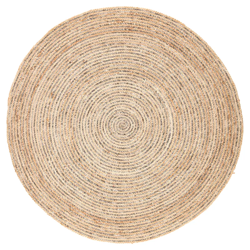 Idriss Hastings Natural Solid Beige/ Gray Round Area Rug (8'X8')