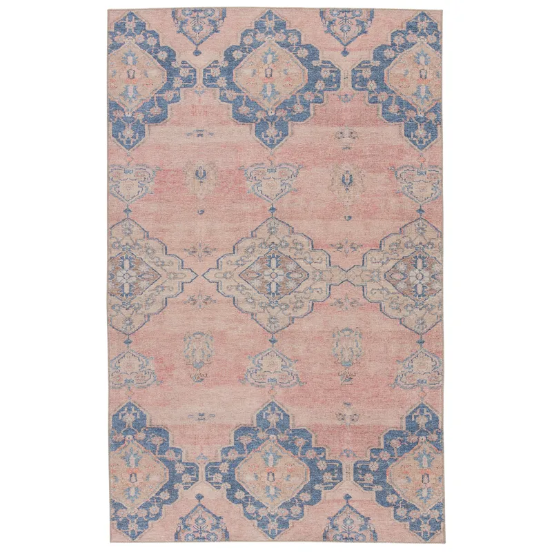 Kairos Vibe by  Adalee Medallion Pink/ Blue Runner Rug (2'6"X7'6")