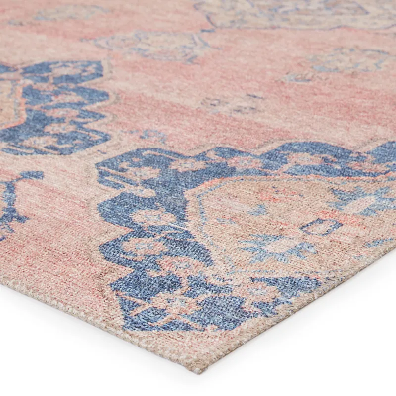 Kairos Vibe by  Adalee Medallion Pink/ Blue Runner Rug (2'6"X7'6")