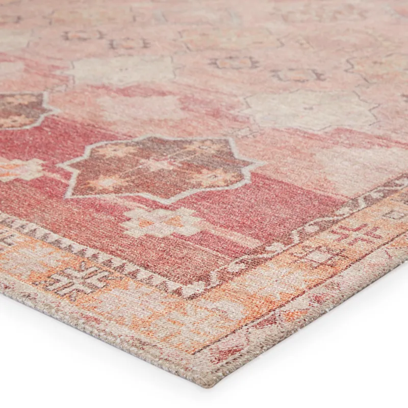 Kairos Vibe by  Bijou Medallion Pink/ Orange Runner Rug (2'6"X7'6")