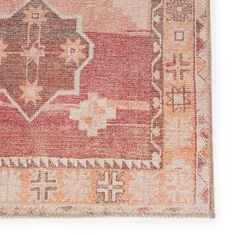 Kairos Vibe by  Bijou Medallion Pink/ Orange Runner Rug (2'6"X7'6")