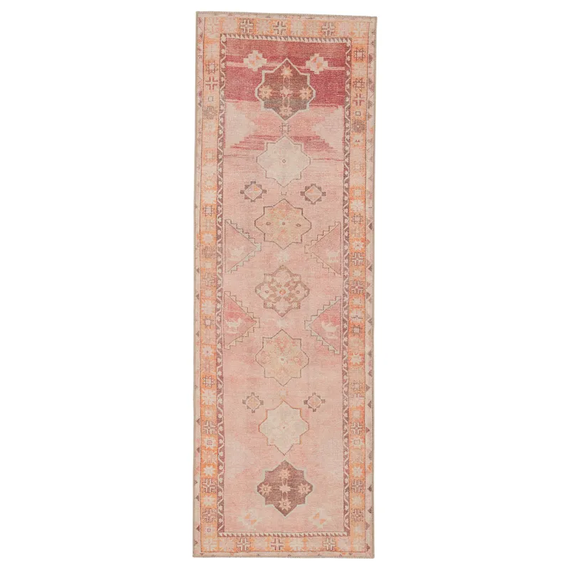 Kairos Vibe by  Bijou Medallion Pink/ Orange Runner Rug (2'6"X7'6")