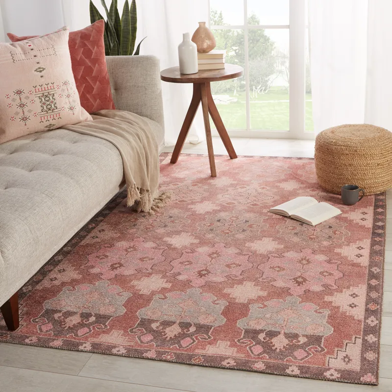 Kairos Vibe by  Chilton Medallion Pink/ Brown Area Rug (5'X7'6")