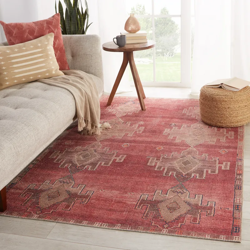 Kairos Vibe by  Evadne Medallion Pink/ Blue Area Rug (5'X7'6")