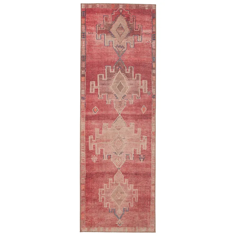 Kairos Vibe by  Evadne Medallion Pink/ Blue Runner Rug (2'6"X7'6")