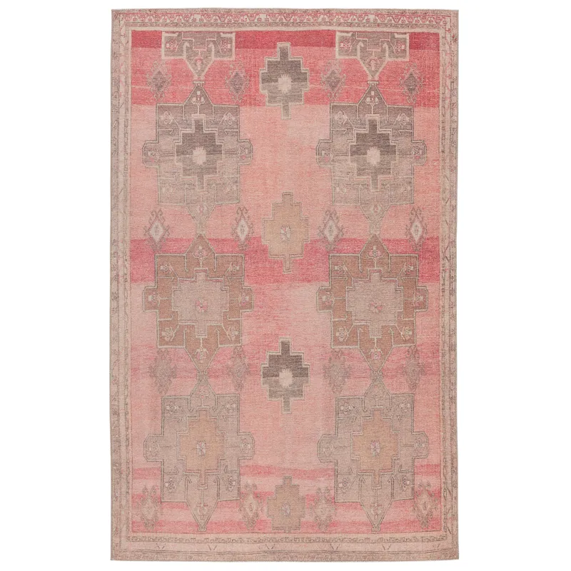 Kairos Vibe by  Faron Medallion Pink/ Tan Area Rug (5'X7'6")