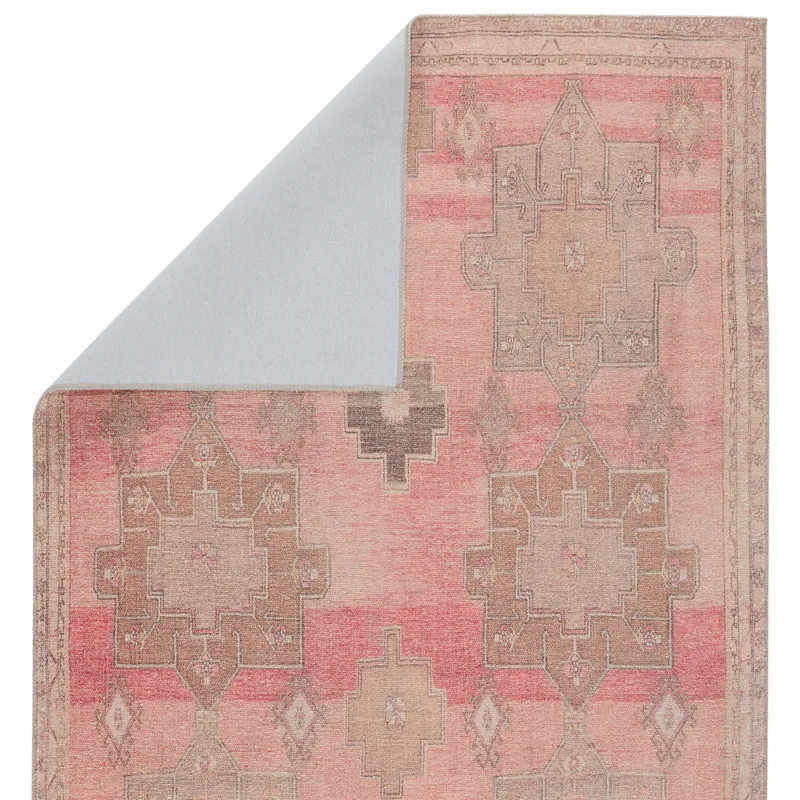 Kairos Vibe by  Faron Medallion Pink/ Tan Runner Rug (2'6"X7'6")