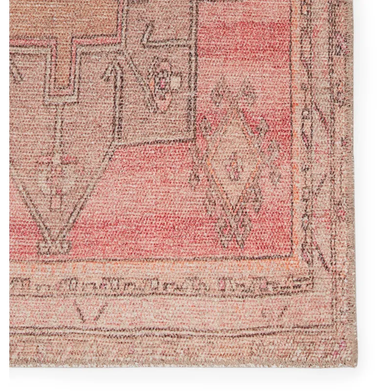 Kairos Vibe by  Faron Medallion Pink/ Tan Runner Rug (2'6"X7'6")