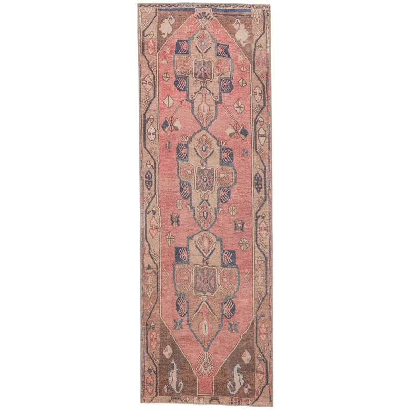 Kairos Vibe by  Lani Medallion Pink/ Blue Runner Rug (2'6"X7'6")