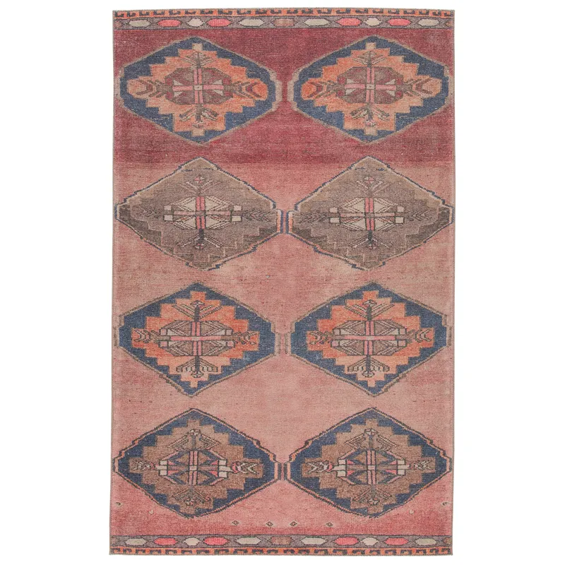 Kairos Vibe by  Mirta Medallion Pink/ Blue Area Rug (5'X7'6")
