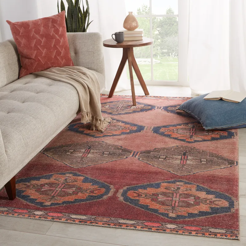 Kairos Vibe by  Mirta Medallion Pink/ Blue Area Rug (5'X7'6")