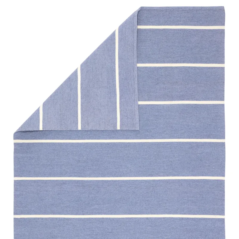 Lanai Corbina Indoor/ Outdoor Stripe Blue/ Ivory Area Rug (8'10"X11'9")