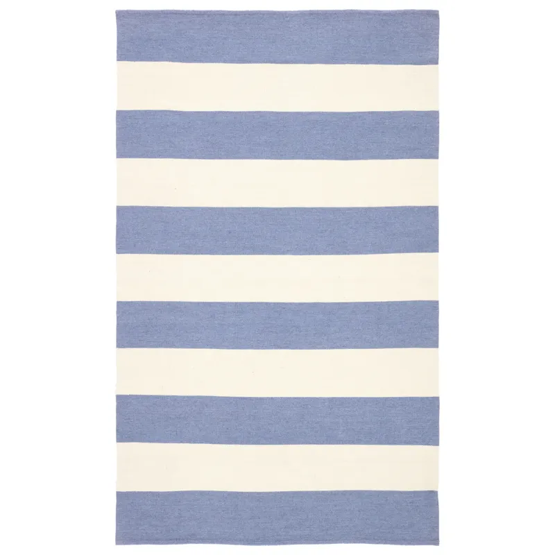Lanai Remora Indoor/ Outdoor Stripe Blue/ Ivory Area Rug (5'X8')