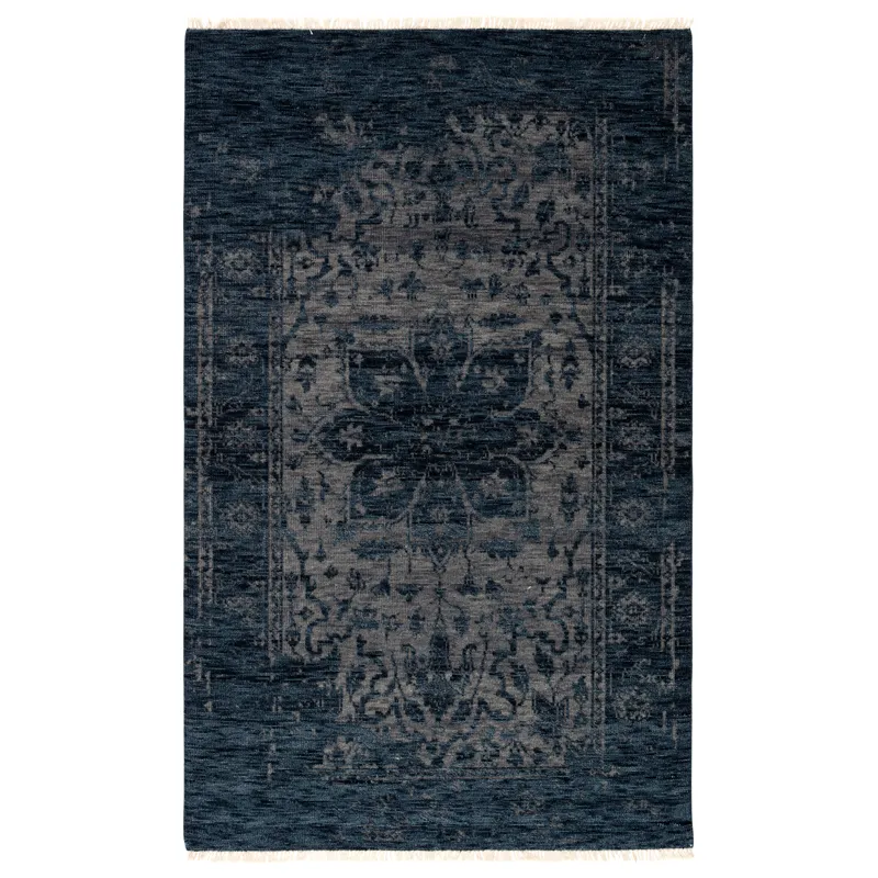 Liberty Abington Hand-Knotted Medallion Blue/ Gray Area Rug (9'X12')