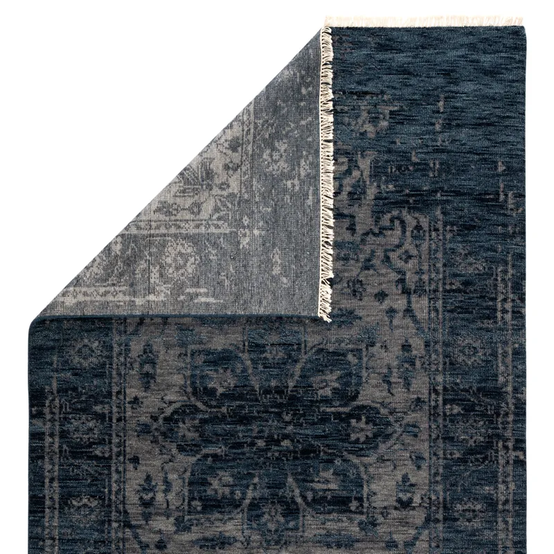 Liberty Abington Hand-Knotted Medallion Blue/ Gray Area Rug (9'X12')