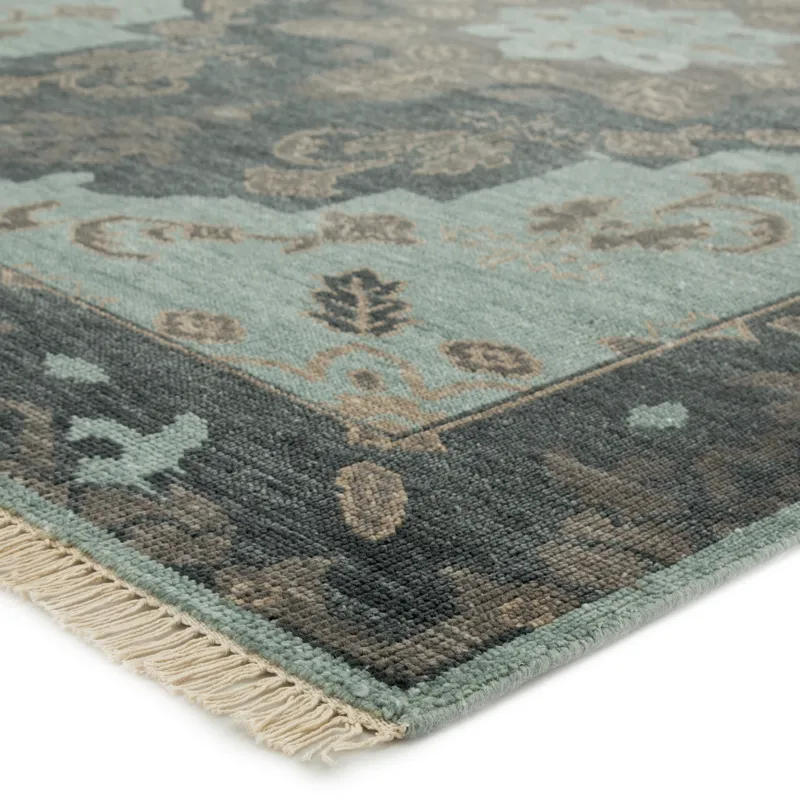 Liberty Savona Hand-Knotted Medallion Green/ Dark Gray Area Rug (9'X12')