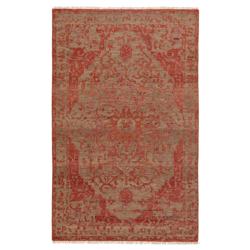 Liberty Azar Hand-Knotted Medallion Rust/ Taupe Area Rug (10'X14')