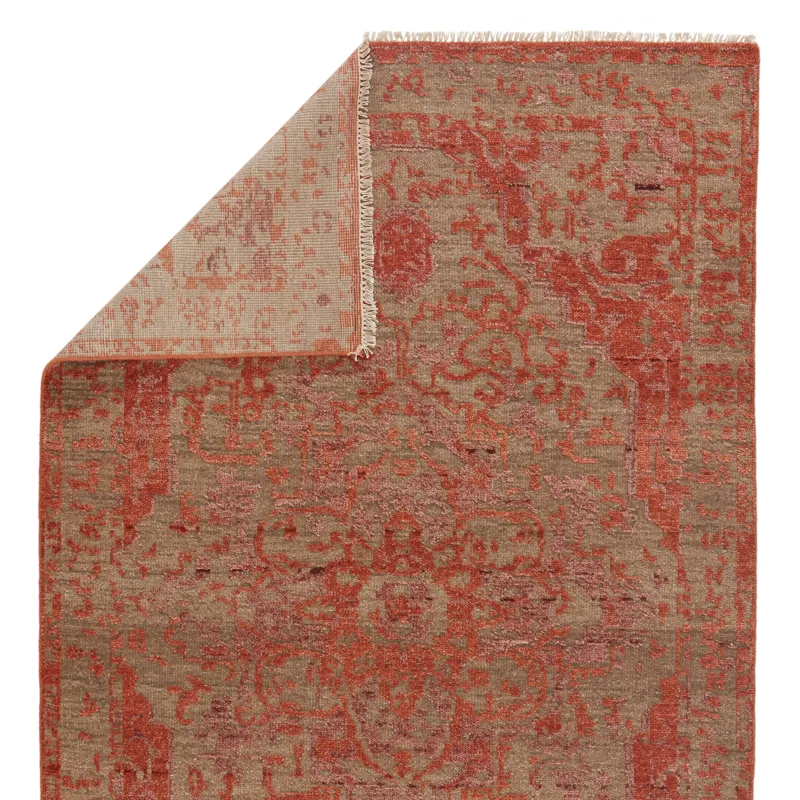 Liberty Azar Hand-Knotted Medallion Rust/ Taupe Area Rug (10'X14')