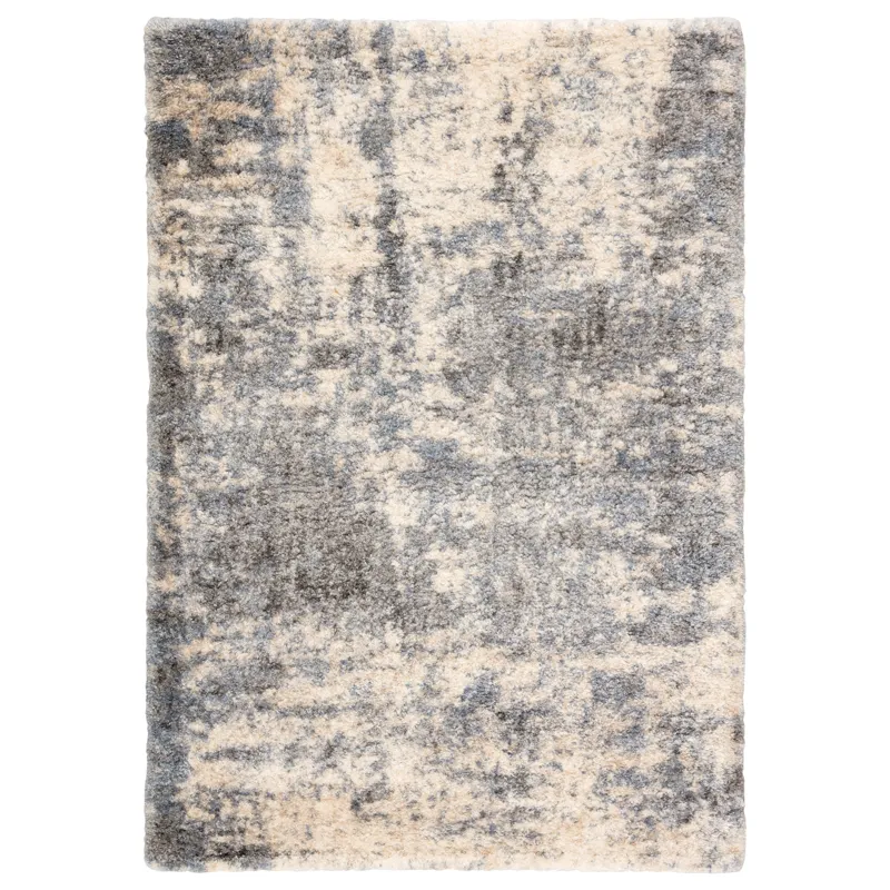 Lyra Cantata Abstract Gray/ Blue Area Rug (5'3"X7'7")
