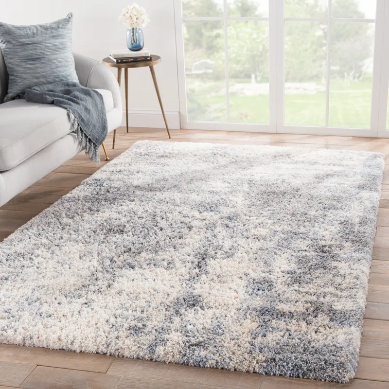 Lyra Cantata Abstract Gray/ Blue Area Rug (5'3"X7'7")