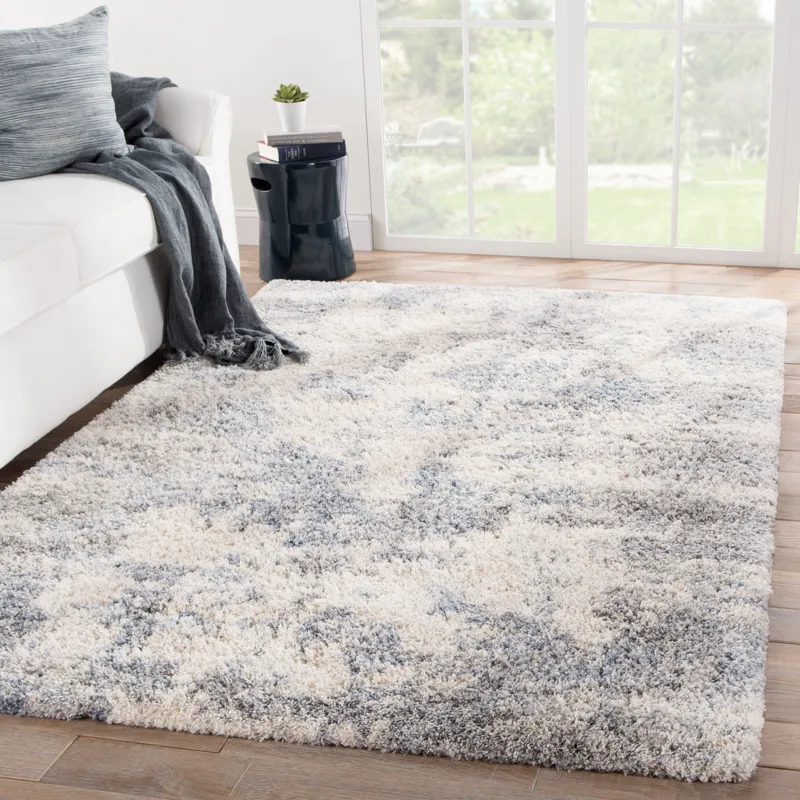 Lyra Harmony Abstract Light Gray/ Blue Area Rug (5'3"X7'7")