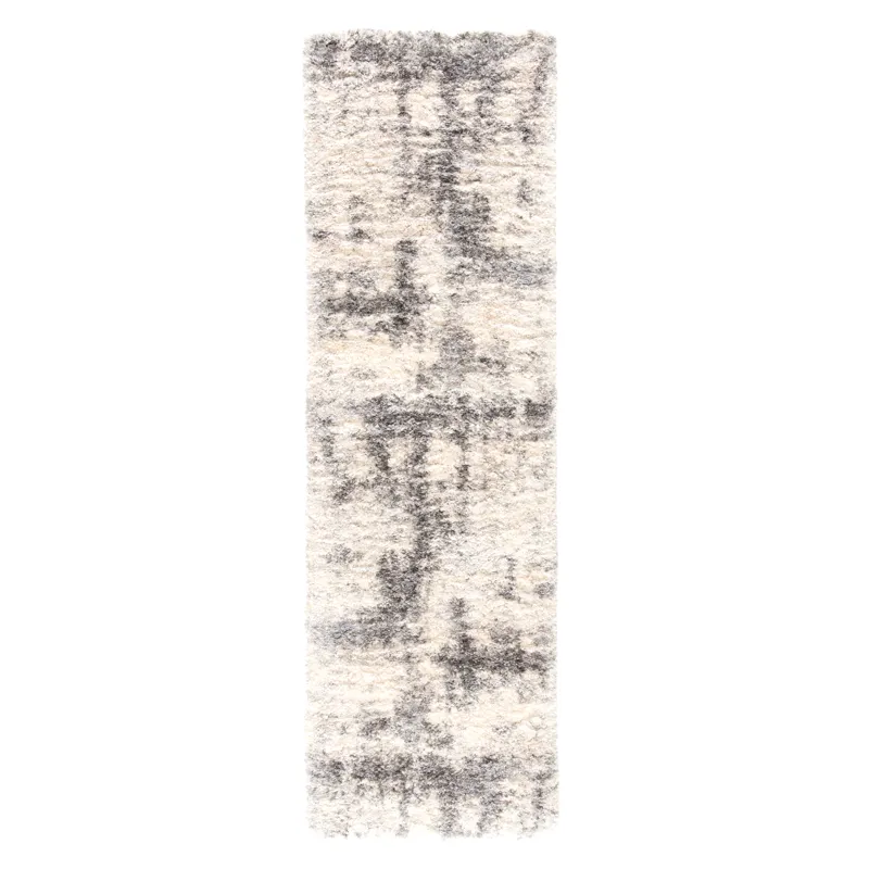 Lyra Serenade Abstract Ivory/ Light Gray Runner Rug (2'6"X8')