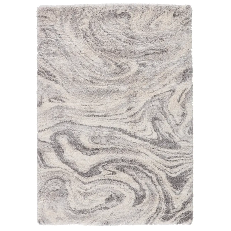 Lyra Crescendo Abstract Gray/ Ivory Area Rug (2'6"X8')