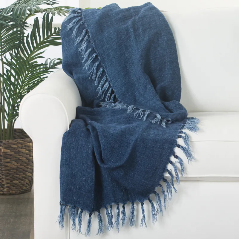 Madura Lisabet Solid Blue Throw