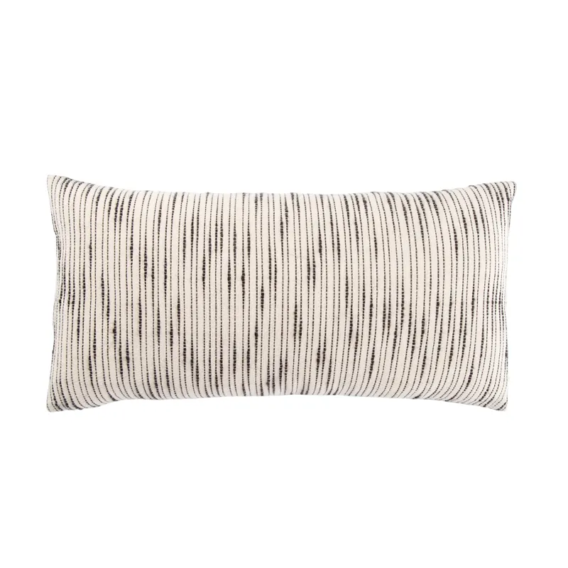 Mercado Linnean Stripe White/ Gray Polyester Throw Pillow 12X24 inch