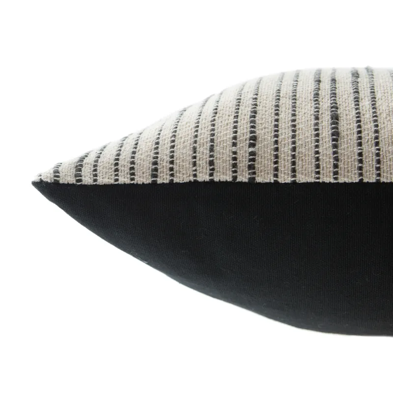 Mercado Linnean Stripe White/ Gray Polyester Throw Pillow 12X24 inch