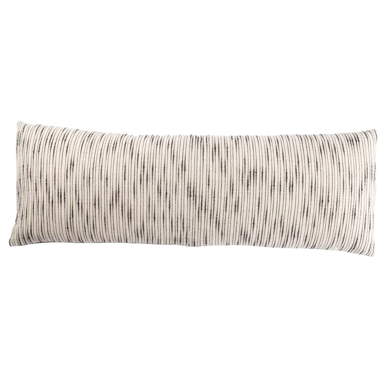Mercado Linnean Stripe White/ Gray Down Throw Pillow 14X40 inch