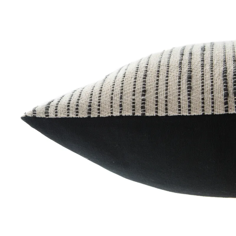 Mercado Linnean Stripe White/ Gray Down Throw Pillow 14X40 inch