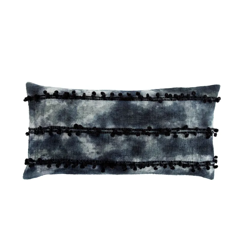 Mercado Fera Ombre Indigo/ White Down Throw Pillow 14X40 inch