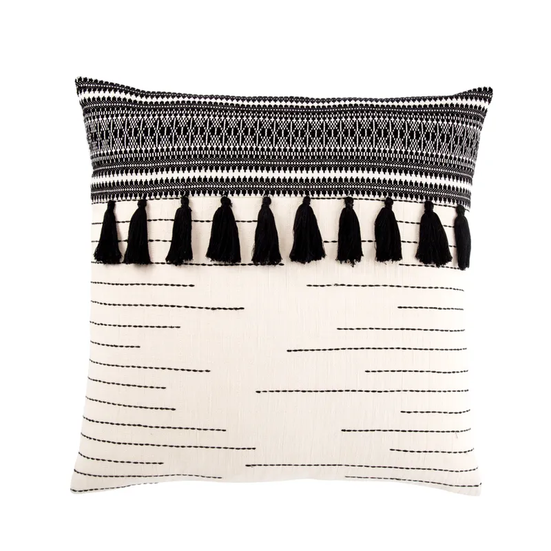 Mercado Palace Tribal Black/ Ivory Down Throw Pillow 22 inch