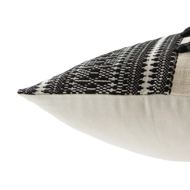 Mercado Palace Tribal Black/ Ivory Down Throw Pillow 22 inch