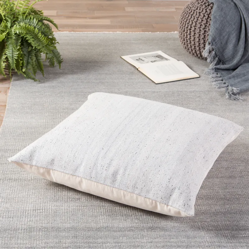 Mercado Scandi Solid Light Gray/ White Down Floor Pillow 30 inch