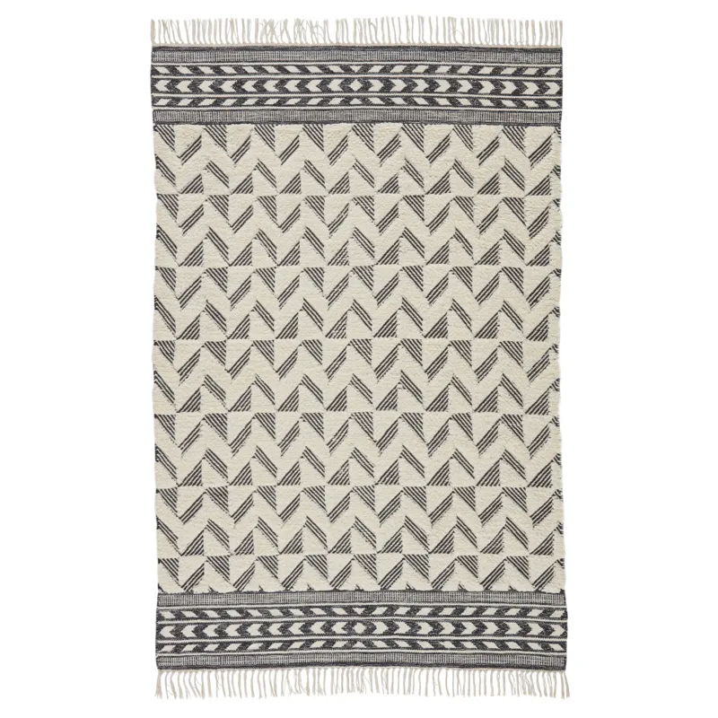 Maracas Cidra Handmade Geometric Black/ Cream Area Rug (5'X8')