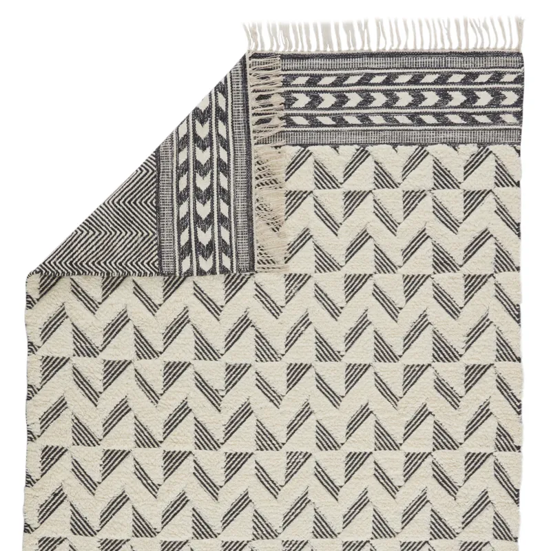 Maracas Cidra Handmade Geometric Black/ Cream Area Rug (5'X8')