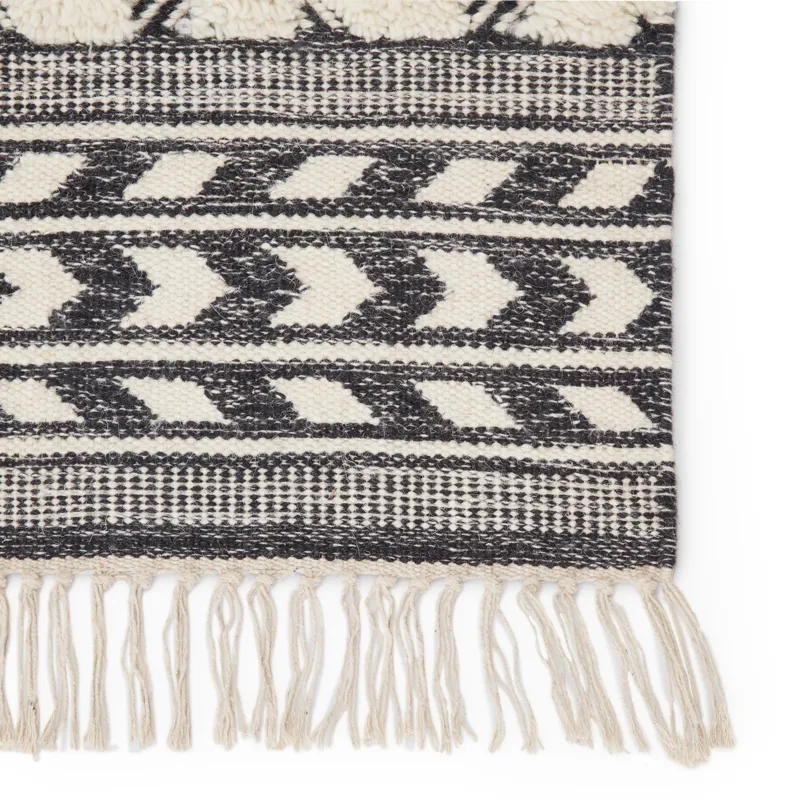 Maracas Cidra Handmade Geometric Black/ Cream Area Rug (5'X8')