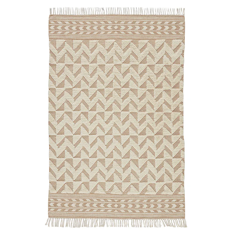 Maracas Cidra Handmade Geometric Tan/ Cream Area Rug (5'X8')